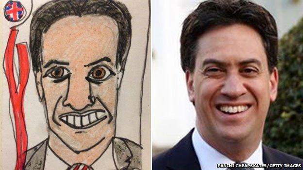 Ed Miliband drawing and photograph