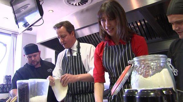 David and Samantha Cameron during a visit to the Brains brewery in Cardiff