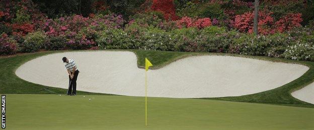 Rory McIlroy practising at Augusta