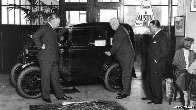 Sir Herbert Austin locks an Austin 7