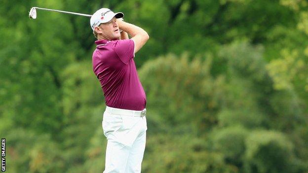 Jamie Donaldson plays a shot at Augusta