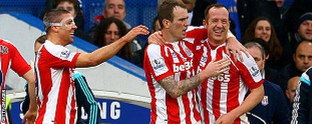 Charlie Adam (right) celebrates his goal against Chelsea