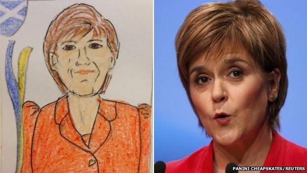 Nicola Sturgeon drawing and photograph