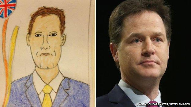 Nick Clegg drawing and photograph