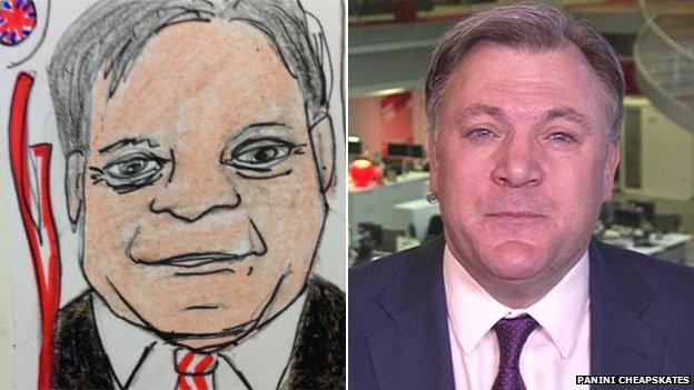 Ed Balls drawing and photograph