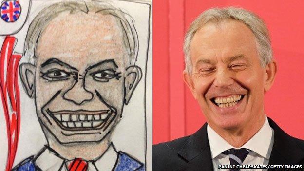 Tony Blair drawing and photograph