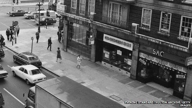 The Lloyds bank and leather shop rented by the robbers.