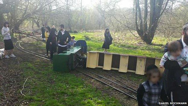 Miniature train crash at Cassiobury Park, Watford