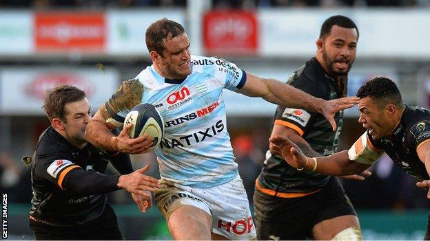 Jamie Roberts in action for Racing Metro against Northampton