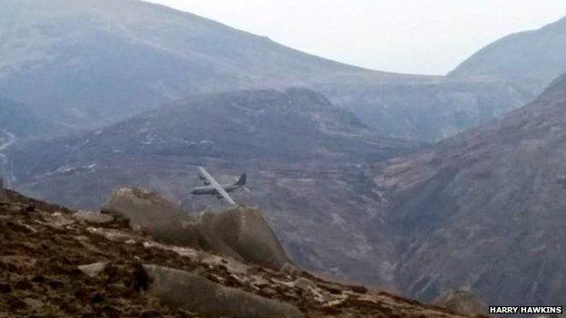 Harry Hawkins was hiking in the Mourne Mountains on Tuesday when he took this photo of the plane