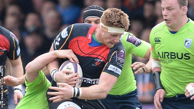 Andrew Coombs was injured in Dragons' European Challenge Cup quarter-final win over Cardiff Blues