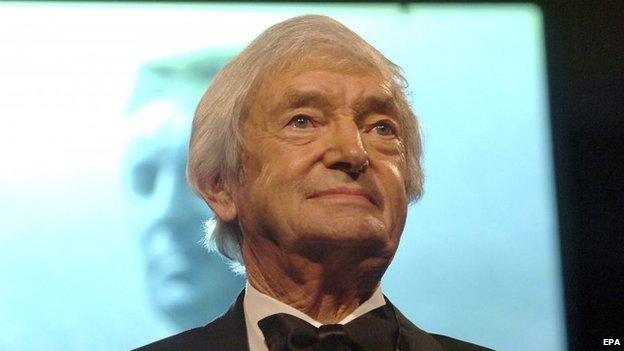 A file picture dated 5 February 2007 shows Australian cricket legend Richie Benaud giving a speech at the 2007 Allan Border Medal ceremony in Melbourne, Australia