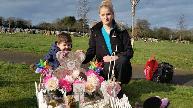 The grave site in Kingsdown of Karen Thompson's 14-month-old daughter