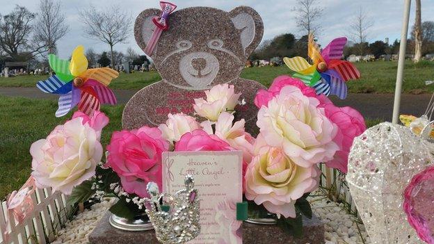 The grave site in Kingsdown of Karen Thompson's 14-month-old daughter