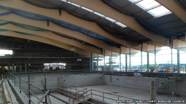 Inside the Afan Lido which is under construction