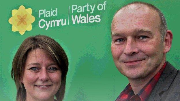 Plaid Cymru leader Leanne Wood with candidate Mike Parker