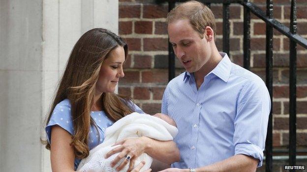 The royal couple pictured outside the Lindo Wing in July 2013