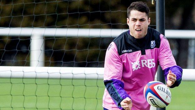 Sean Maitland training with the Scotland squad in March