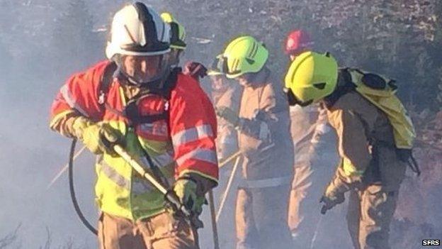 Firefighters at scene of wildfire