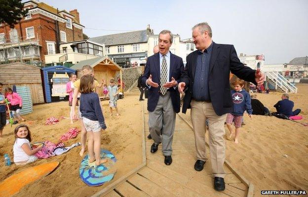 UKIP Leader Nigel Farage (left) with prospective Councillor George Rusiecki