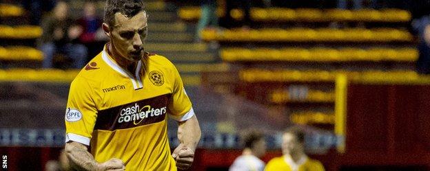 Scott McDonald celebrates scoring for Motherwell