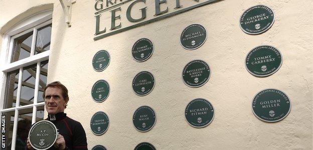 Tony McCoy with his plaque as a Grand National legend