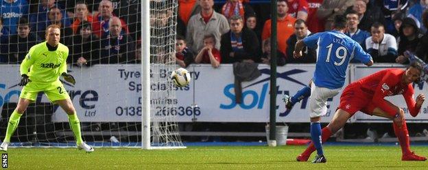 Derek Lyle volleys Queens into the lead