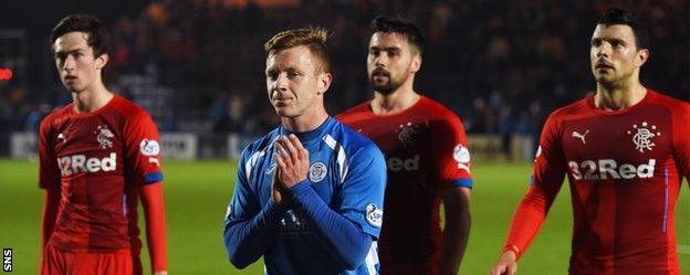 Queen of the South's Scott Hooper applauds the home fans