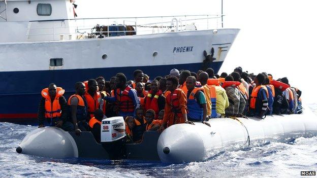 MOAS rescues migrants with the Phoenix in the Mediterranean