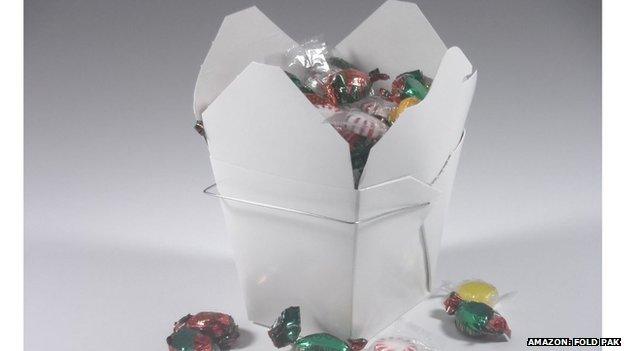 The chinese take away box full of sweets