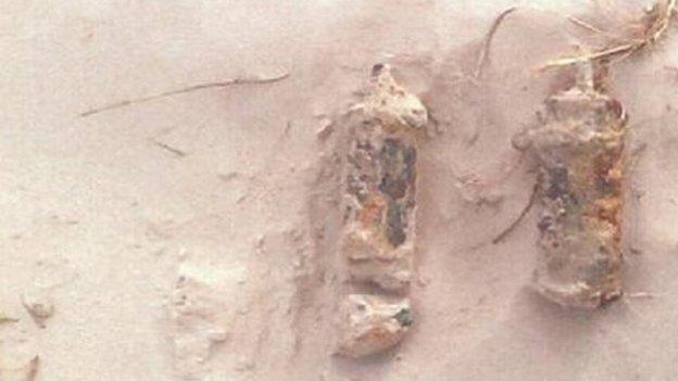 Explosives found at Nairn's East Beach. Pic: Northern Constabulary