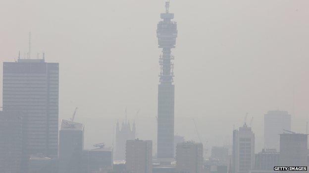 Central London from Hampstead Heath on 10 April 2015