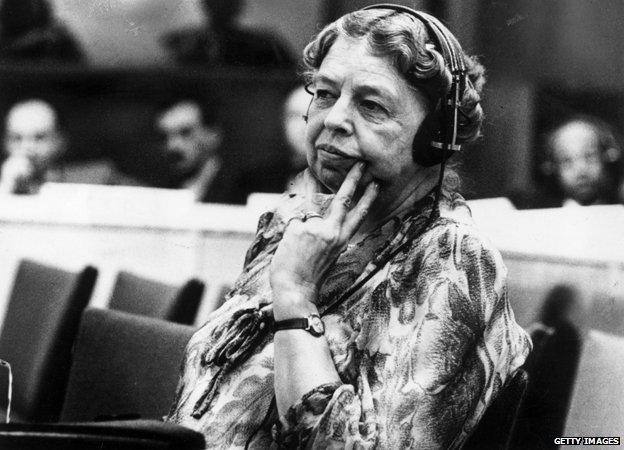 Eleanor Roosevelt, pictured during her time as a representative to the United Nations