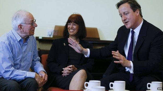 David Cameron speaks to staff and volunteers at Plymouth's Age UK day centre