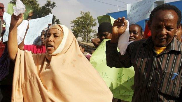 Eastleigh residents protesting against al-Shabab in Nairobi, Kenya