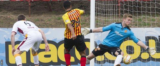 Lyle Taylor scores for Partick Thistle against Motherwell