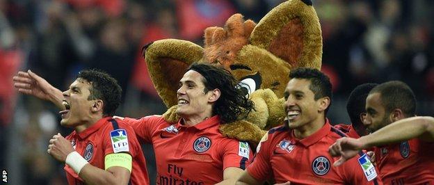 PSG players celebrate