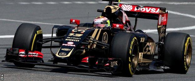 Pastor Maldonado overshot the narrow China pit lane but managed to recover