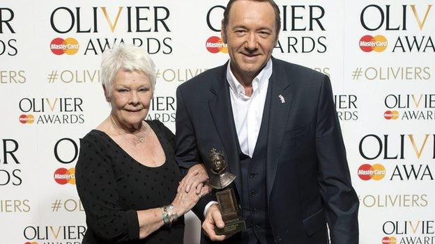 Dame Judi Dench presented the the special award to Kevin Spacey for his 10-year tenure at the Old Vic