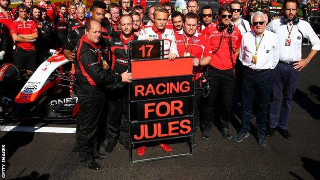 Marussia F1 team showing their support for Jules Bianchi