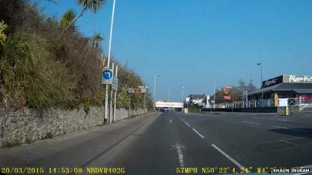 Car speeding at 57 mph