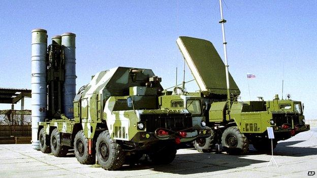 In this undated file photo a Russian S-300 anti-aircraft missile system is on display at an undisclosed location in Russia