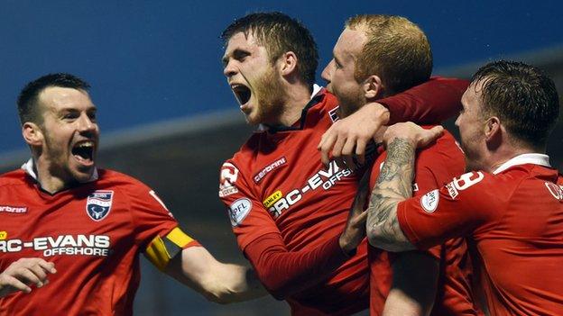 Ross County celebrate Liam Boyce's opener