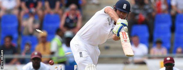 Alastair Cook is dismissed