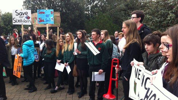 Protesters gathered at County Hall in Haverfordwest