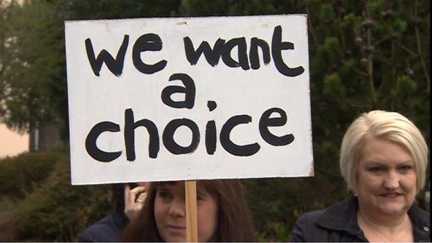 Protesters gathered at County Hall in Haverfordwest