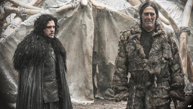 Jon Snow and Mance Rayder (Kit Harington and Ciaran Hinds) in season four of Game of Thrones