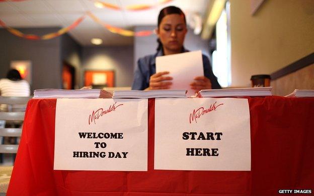 Staff at a McDonald's hiring day event