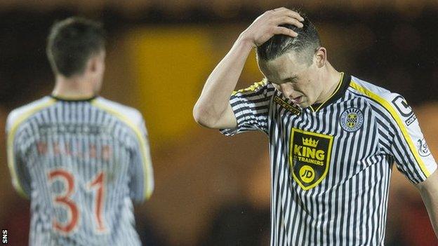 St Mirren players react after their 3-0 loss to Ross County