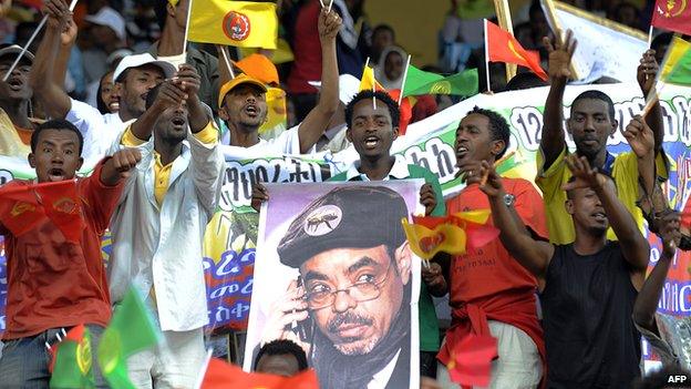 Supporters of Ethiopia's ruling party